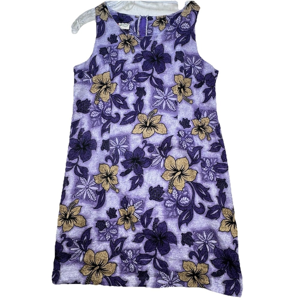 Vintage Hilo Hattie Made In Hawaii Dress Women's XL Purple Turtle Tropical